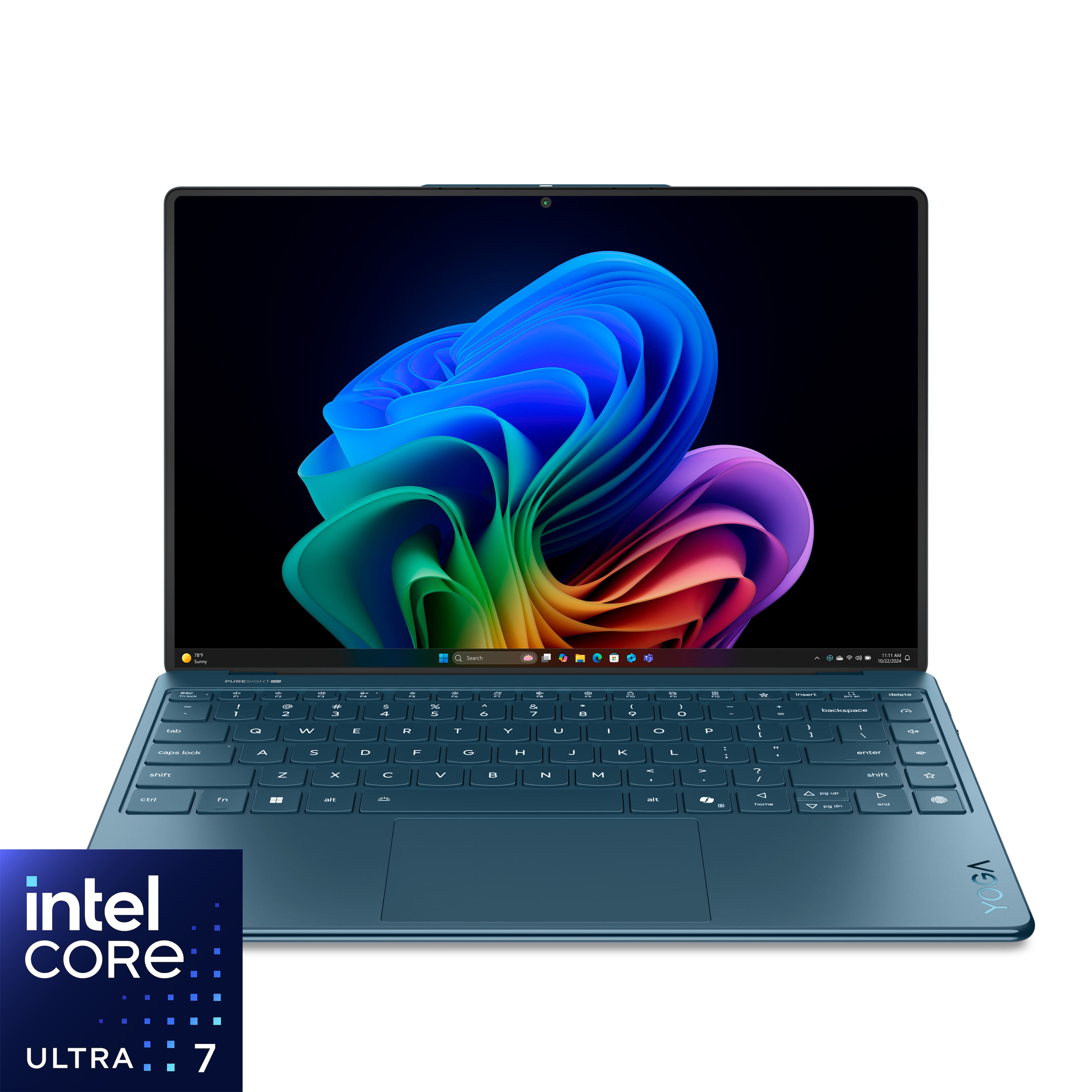 Installing Lenovo Yoga Slim 9i Copilot PC 14 4K OLED Laptop Intel Core on a wooden desk