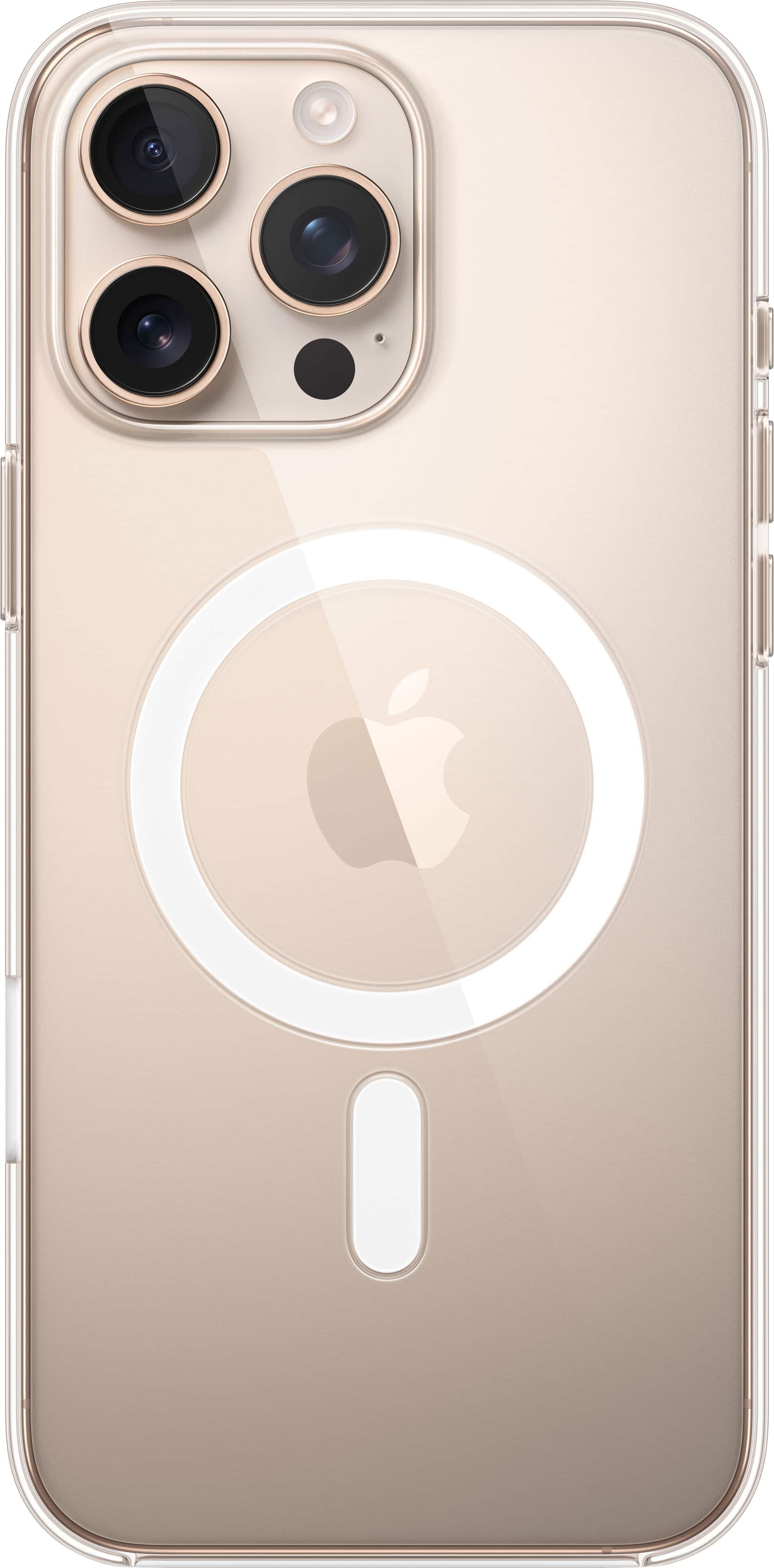 Installing Apple iPhone 16 Pro Max Clear Case MagSafe Protection on a wooden desk