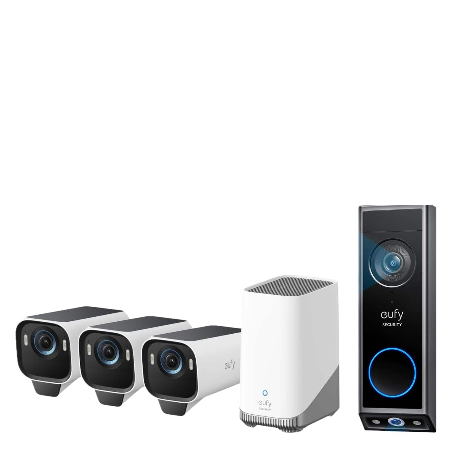 eufyCam S3 Pro 4K Solar Wireless Outdoor Security Camera Kit installation on house exterior showing solar panel alignment