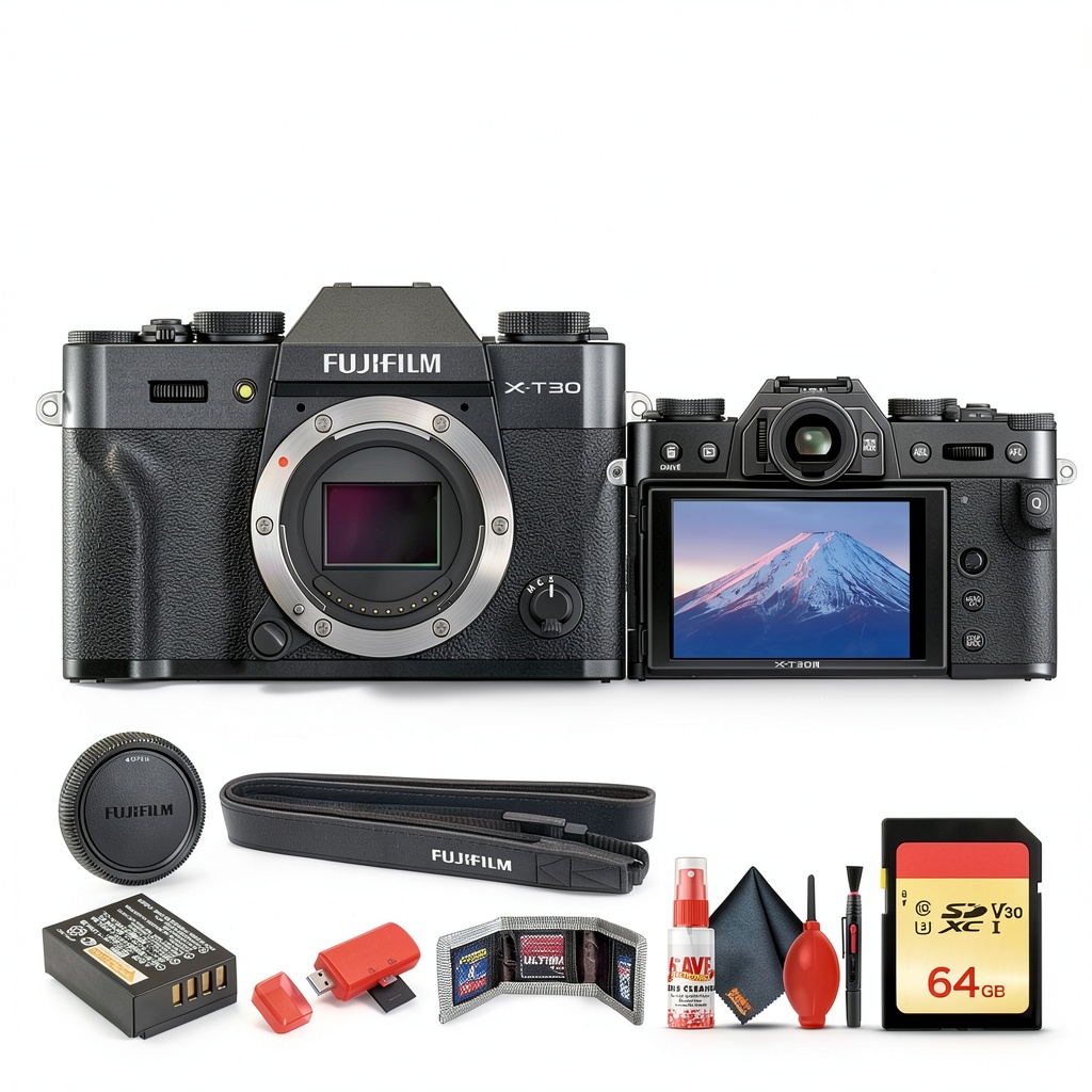 Fujifilm X-T30 III camera displaying its compact design and tilting screen