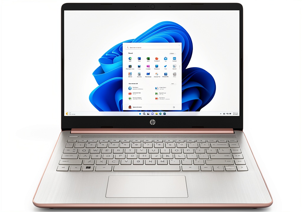 HP 14 laptop showing micro-edge display and slim design