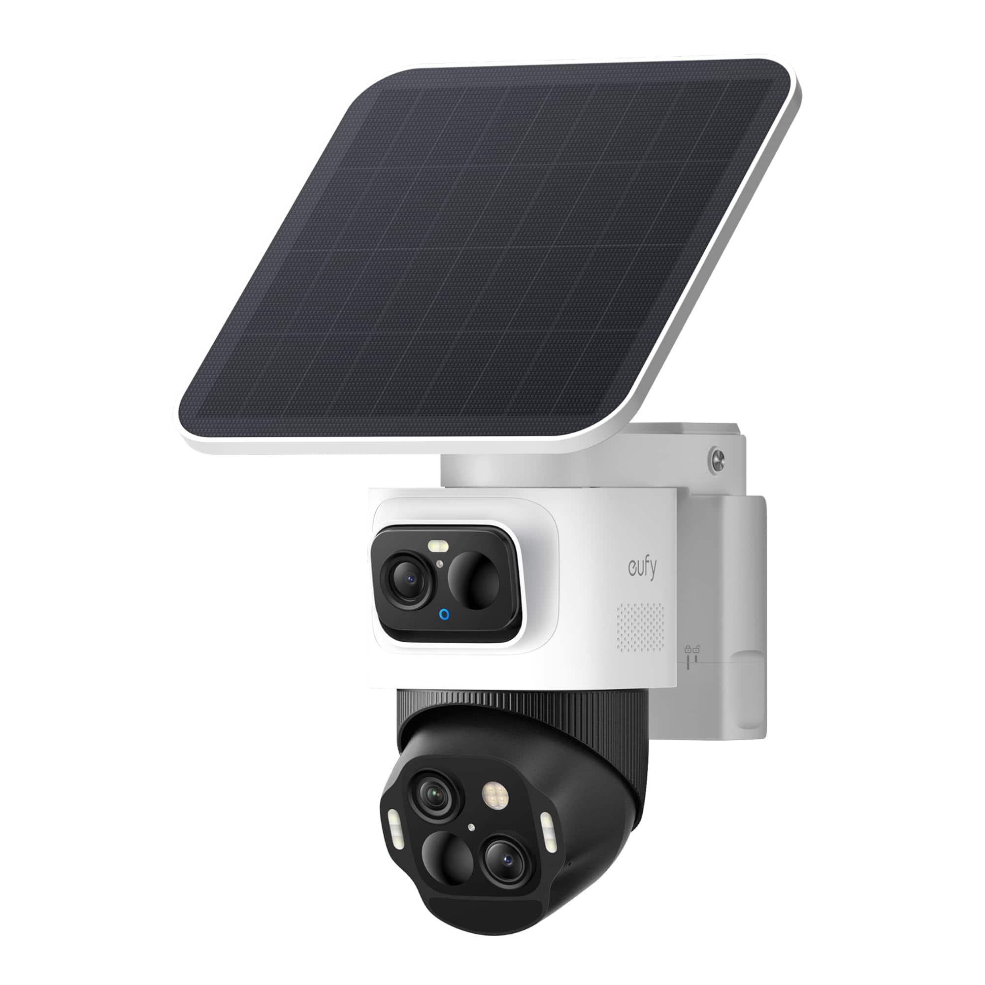 eufyCam S4 installed on a wall with solar panel