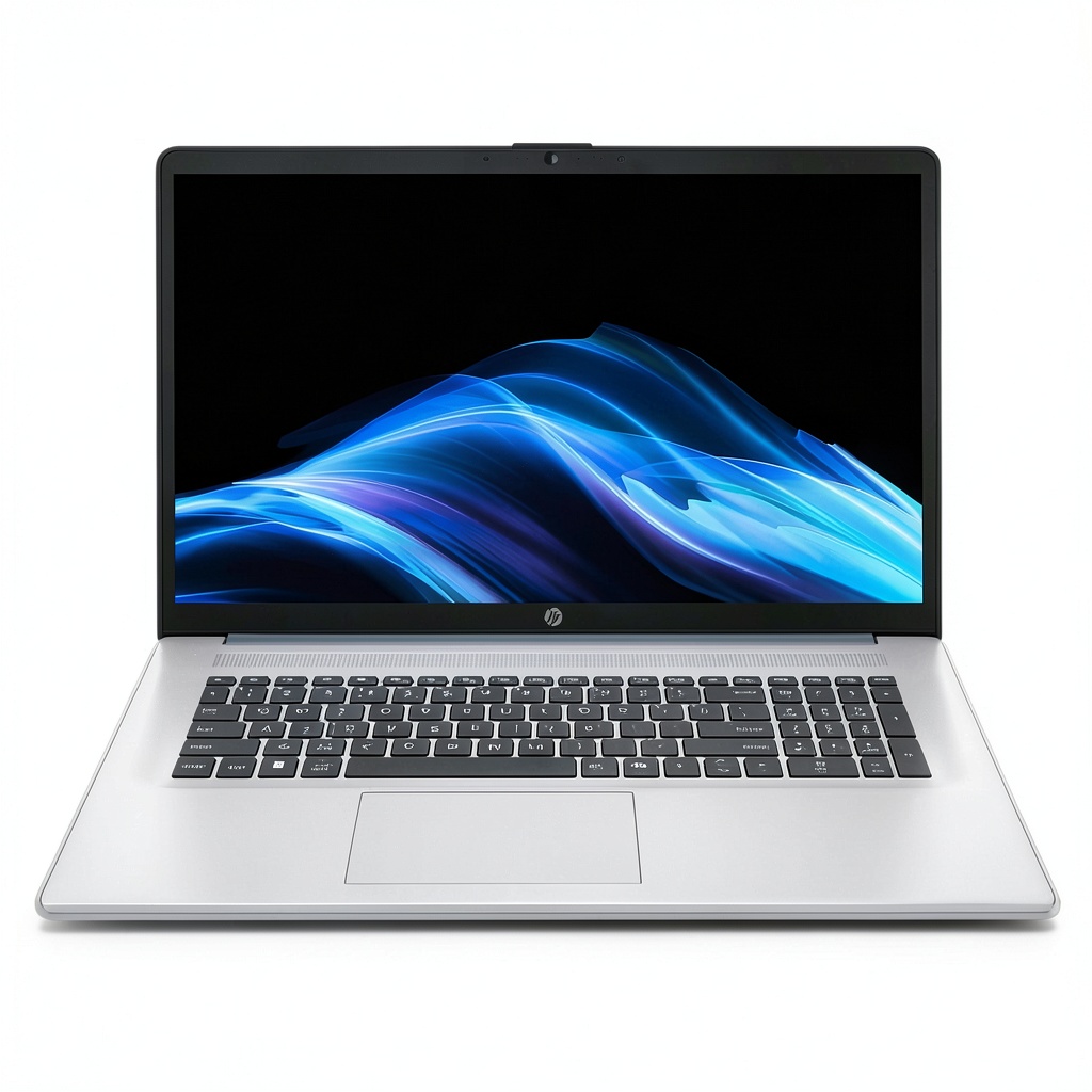 HP 17.3-inch laptop displaying a creative application on the touchscreen