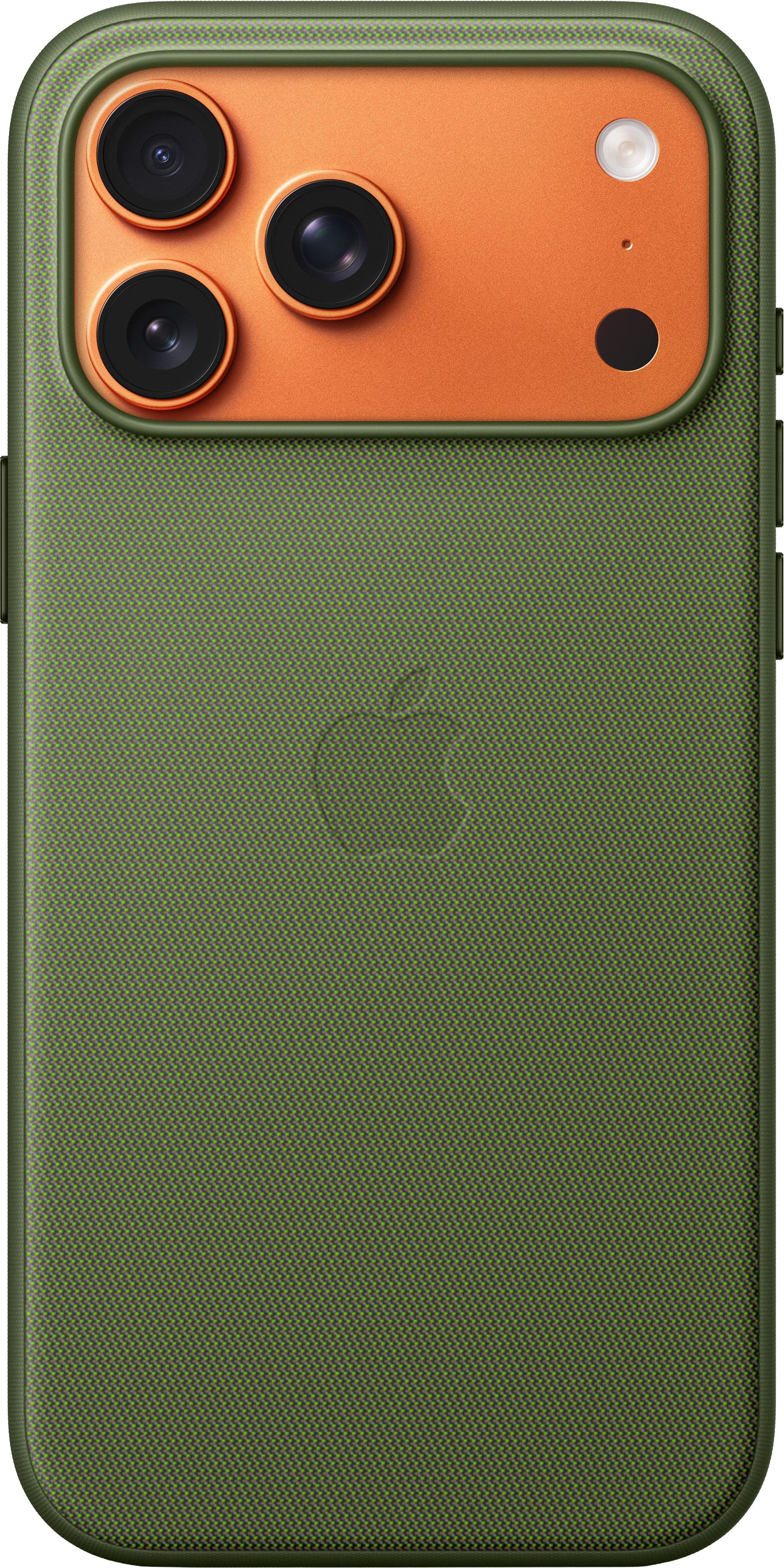 Apple TechWoven Case for iPhone 17 Pro Max showing woven fabric texture and MagSafe alignment